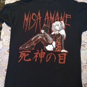 Black Graphic T-Shirt with Red and White Design